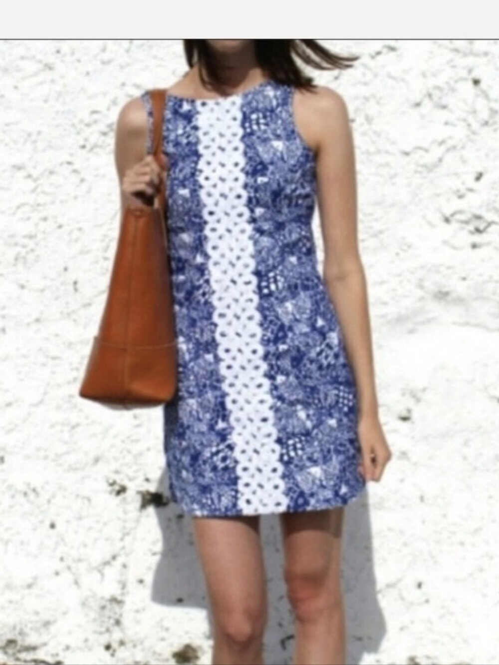 Lilly Pulitzer Blue & White Eyelet-Trim Mini Dress Sz.14